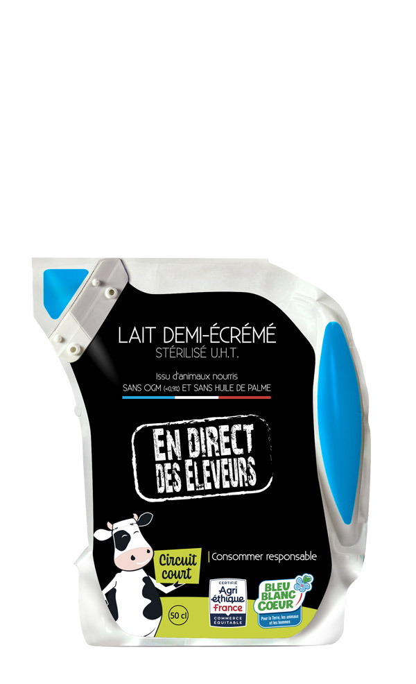 Poche lait demi écrémé UHT En Direct Des Eleveurs 0,5L