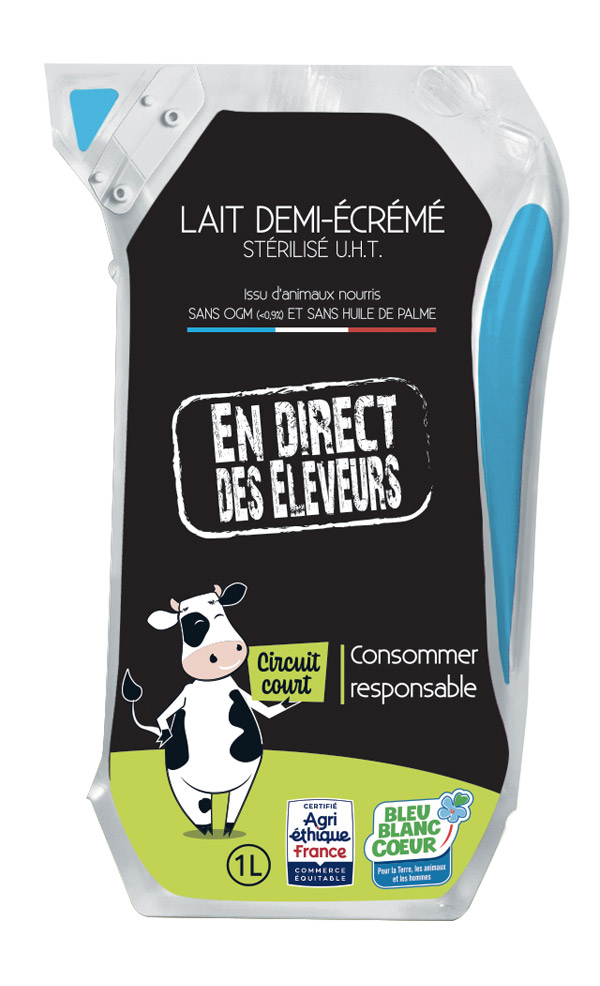 Poche lait demi écrémé UHT En Direct Des Eleveurs 1L